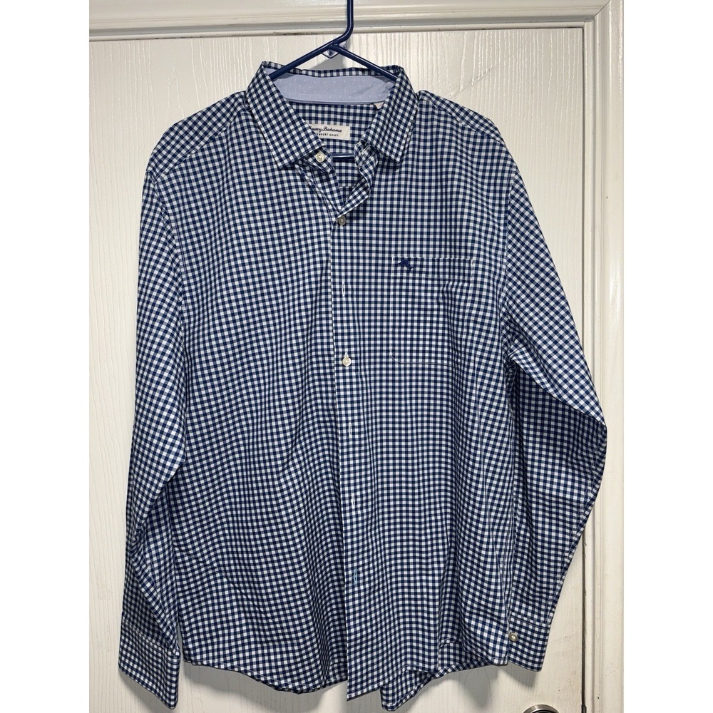 Tommy Bahama Shirt Mens Large Blue Plaid The Newport Coast‎ Preppy Outdoors